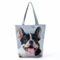 Vista dettagliata della borsa a tracolla in tela con stampa di bulldog francese carino. - Stampa Fotografica Bulldog Francese (hl3763)