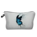 Blauer Schmetterling Kulturbeutel, stilvolle Make-up Tasche und Federmäppchen für Damen. - Blau-Schwarzer Tintenfleck-Schmetterling Stil (hz3962)