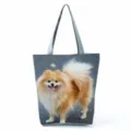 Borsa shopper carina con stampa cane Pomerania, grande capacità borsa a spalla casual. - Stampa Volpino di Pomerania (hl3789)