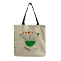 Borsa shopper in tela di lino con stampa floreale, ideale per la spesa quotidiana. - Stile hm1223