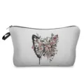 Detailansicht einer stilvollen Kosmetiktasche mit Schmetterling und Blumenmuster für Damen. - S/W Schmetterling Rosa Floral Stil (hz3973)