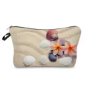 Sac cosmetique plage coquillage portable, trousse de maquillage etanche, pochette de voyage zippee. - Style Coquillage Frangipanier Galet (hz4186)