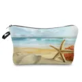 Sac cosmetique imprime etoile de mer de plage portable pour les articles de toilette. - Style Paysage Mer Bleue Étoile de Mer (hz4188)