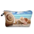 Sac cosmétique coquillage de plage pochette de maquillage de voyage trousse de toilette - Style Paysage Réaliste Coquillage de Plage (hz4190)