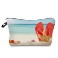 Vue détail trousse de maquillage étoile de mer, pochette de voyage zippée très pratique. - Style Portable Imprimé Océan Fermeture Éclair (hz4191)