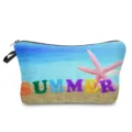 Sac cosmétique d'impression de plage portable trousse de maquillage de voyage zippée - Style Mot 3D SUMMER (hz4617)