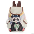 Niedlicher Cartoon Panda Druck Leinwand Damen Rucksack für Schule Freizeit und Reisen braun - Panda Mit Zylinder Und Brille Stil (1671d)