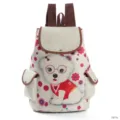 Süßer Cartoon Hund Druck Leinen Damen Rucksack mit braunen Trägern für Freizeit Reisen Alltag - Brillenhund Und Rosa Blume Stil (1671c)