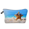 Jolie trousse de toilette motif étoile de mer, pochette de maquillage de voyage compacte. - Style Imperméable Étoile de Mer avec Lunettes (hz4621)