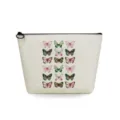 Bolso cosmético de lona con estampado de mariposas, estuche con cremallera minimalista. - Mezcla de Mariposas de Acuarela (sn4002)