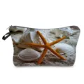 Sac cosmetique imprime etoile de mer coquillage plage pochette de rangement voyage detail - Style Numérique HD Étoile de Mer Coquillage (hz4624)