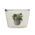 Neceser de lona con estampado botánico de plantas, cierre de cremallera, bolsa de almacenamiento. - Estampado de Taza Floral (sn4005)
