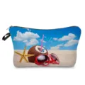 Trousse de maquillage de voyage avec motif de plage tropicale, pochette cosmétique. - Style Vacances Thème Noix de Coco Lunettes Rouges (hz4627)