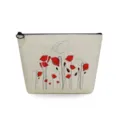 Bolsa de maquillaje minimalista con estampado de amapolas rojas, estuche con cremallera de lona. - Arte de Amapola Roja (sn4008)
