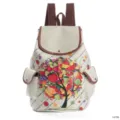 Stoff Damen Rucksack mit buntem Fruchtbaum Muster, lässige Schul- und Reise-Tasche. - Bunter Fruchtbaum Stil (1670b)