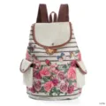Segeltuch Blumen Schmetterling Druck Rucksack Freizeit Schultasche Damen Reisetasche - Gestreifter Rose Schmetterling Stil (1670c)