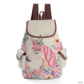 Canvas Blumen Einhorn Rucksack für Damen süße Schultertasche Freizeit Damenmode chic - Einhorn Und Reichhaltiger Blumendruck Stil (1672a)