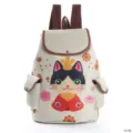 Canvas Damen Rucksack niedlich Cartoon Katze Druck Student Schultasche Freizeit Reise Daypack - Cartoon Katze Und Blume Stil (1673b)