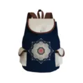 Detailed view of the Chinese style floral printed canvas backpack with contrast pockets. - Classical Chinese Geometrical Mandala Style (sj3566)