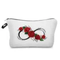 Portable cosmetic bag with red roses and infinity symbol print, ideal for travel toiletries. - Infinity Rose Style (hz4351)