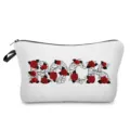 Detailed view of the portable canvas cosmetic bag featuring red rose rock text design. - ROCK Rose Style (hz4352)