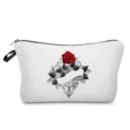 Travel cosmetic bag with red rose tattoo print portable makeup pouch for daily essentials. - Vintage Tattoo Rose Style (hz4356)