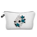 Portable canvas cosmetic bag with vintage blue rose clock print, perfect for daily travel storage. - Pocket Watch Blue Rose Style (hz4367)