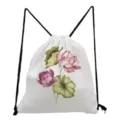 Weißer Lotus Druck Kordelzug Rucksack Freizeittasche Blumenmuster Sportbeutel Schultasche - Aquarell Lotus auf Weiß (sk5211)