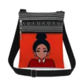 Cartoon girl print crossbody bag with double zippers, stylish casual canvas shoulder bag for women. - Style 1 (xk10864)