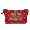 Christmas cosmetic pouch detail, festive red snowflake print pattern with zipper closure. - Red Christmas Gift Snowflake Style (hz1569)