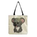 Τσάντα shopper από καμβά με χαριτωμένο koala print, καθημερινή τσάντα ώμου λεπτομέρεια - Καθισμένο Κοάλα (hm6775)