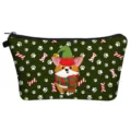 Weihnachten Corgi Muster Kosmetiktasche Detailansicht, Feiertag Make-up Beutel Textur. - Weihnachts-Corgi-Hundedruck-Stil (hz1808)