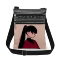 Cartoon girl print detail on the stylish double zipper canvas crossbody shoulder bag. - Style 4 (xk10867)