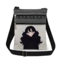 Canvas crossbody bag detail showing the anime girl graphic print and zipper pockets. - Style 8 (xkk0103)