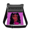 Double zipper cartoon girl print canvas crossbody bag casual fashion shoulder bag for women - Style 12 (xkk0132)