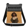 Detailed view of the stylish double zipper crossbody bag featuring a cute cartoon girl print. - Style 17 (xkk0299)