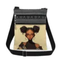 Detailed view of double-zipper cartoon girl print canvas crossbody shoulder bag. - Style 19 (xkk0348)