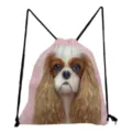 Cavalier King Charles Spaniel print drawstring backpack, casual lightweight school bag. - Cavalier King Charles Spaniel Style (sk4415)