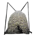 Detailed view of the oil painting floral print drawstring backpack, showcasing fine canvas texture. - Artistic Floral Vase Oil Painting (sk2535)