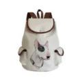 Segeltuch Rucksack mit Hundemotiv, braunem Lederbesatz, lässige Reisetasche für Alltag. - Brauner Rand Bullterrier (sj4427)