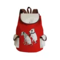 Detailansicht des Rucksacks mit witzigem Hunde-Tattoo-Druck und strapazierfähigen Riemen. - Rot Weiß Tattoo Hund (sj4428)