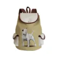 Lässiger Segeltuch-Rucksack mit niedlichem Hundedruck, multifunktionale Reiseschultasche. - Khaki Bullterrier (sj4430)