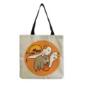 Sac bandoulière en toile avec impression de paresseux, fourre-tout décontracté chic. - Fantôme Halloween Beige (hm6879)