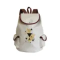 Nahaufnahme des Segeltuch-Rucksacks mit dem einzigartigen geometrischen Dreiecks-Druckmuster. - Beiges Lederkante Geometrisches Dreieck Druck Stil (sj5044)