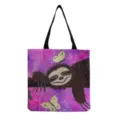 Sac cabas en toile avec impression paresseux, détail vue illustration animale et lanières. - Art Papillon Beige (hm6888)