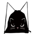 Sac à dos cordon mignon motif chat noir, sac de sport décontracté pour les étudiants. - Style Silhouette Visage Chat Cartoon (sk4043)
