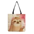 Sac cabas en toile avec impression de paresseux, sac à épaule décontracté et élégant. - Paresseux Maquillage Beige (hm6890)