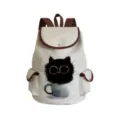 Sac à dos en toile imprimé chat noir mignon, sac de voyage décontracté pour étudiants et loisirs. - Style Chat Noir dans la Tasse (sj5140)