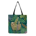 Sac cabas en toile avec imprimé paresseux mignon, sac à main décontracté avec motif jungle tropicale. - Jungle Tropicale Beige (hm6897)