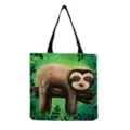 Sac cabas en toile avec motif paresseux mignon sac épaule décontracté sac fourre-tout - Paresseux Dormant Beige (hm6902)